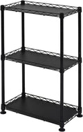 SafeRacks - NSF Certified Storage Shelves, Zinc, Heavy Duty Steel Wire Unit with Adjustable Feet, Garage or Bakers Rack, Kitchen, Pantry Shelf - (18"x10"x30" 3-Tier) (Black)