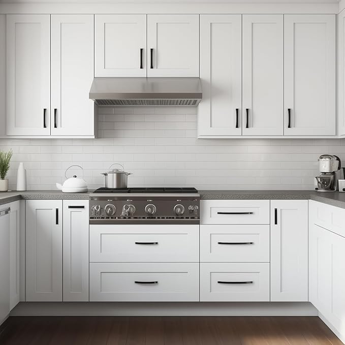Solid Wood RTA Tray Base Cabinet with Full Height Door & Adjustable Shelf – Shaker Style Kitchen Storage Organizer, Durable Plywood Construction, Easy Assembly 9”W x 24”D x 34.5”H (Origami White)