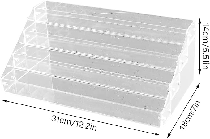 Acrylic Nail Polish Organizer 4 Tier Transparent Makeup Display Stand Storage Rack for Salon Home Beauty Essential Oil Bottles 31cm Clear Plastic
