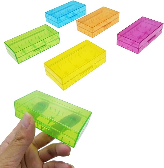 5 PCS Clear Colorful Battery Storage Case Holder Organizer for 18650, Battery Storage Case for 18650 or CR123A Battery