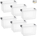 Superio Clear Storage Boxes with Lids, Plastic Container Bins for Organizing, Stackable Crates, BPA Free, Non Toxic, Odor Free, Organizers for Home, Office, School, and Dorm,12 Qt, 6 Pack