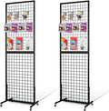 Grid Wall Panels, 2 Packs 2'x 6' Gridwall Panels Tower with T-Base, Black Wire Grid Wall Display Rack, Craft Show Display Rack, Art Gridwall Display Stand