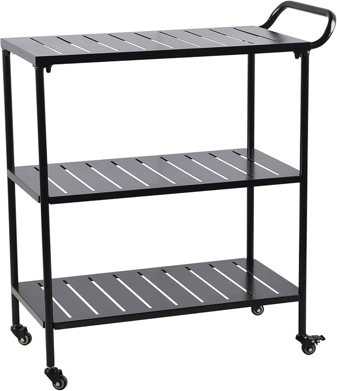 Diwhy Industrial 3 Tier Rolling Utility Storage Cart, Metal bar Cart with Wheels Kitchen Bar Dining Room Tea Wine, Storage Cart Black