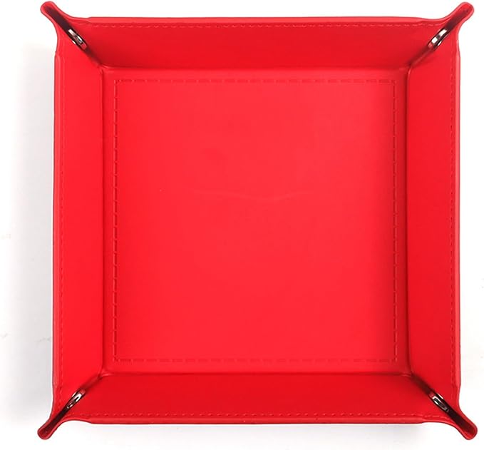 siduater Valet Tray Desktop Storage Organizer – Vegan Leather Catchall Tray Bedside Vanity Tray Nightstand Caddy Holder for Remote Controller, Watch, Keys, Phone, Wallet, Coin, Jewelry, Red