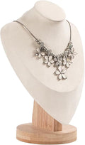 Coward Bamboo Necklace Display Chain Bust Stand Holder For Show Jewelry Organizer Model (beige velvet, 9.2")
