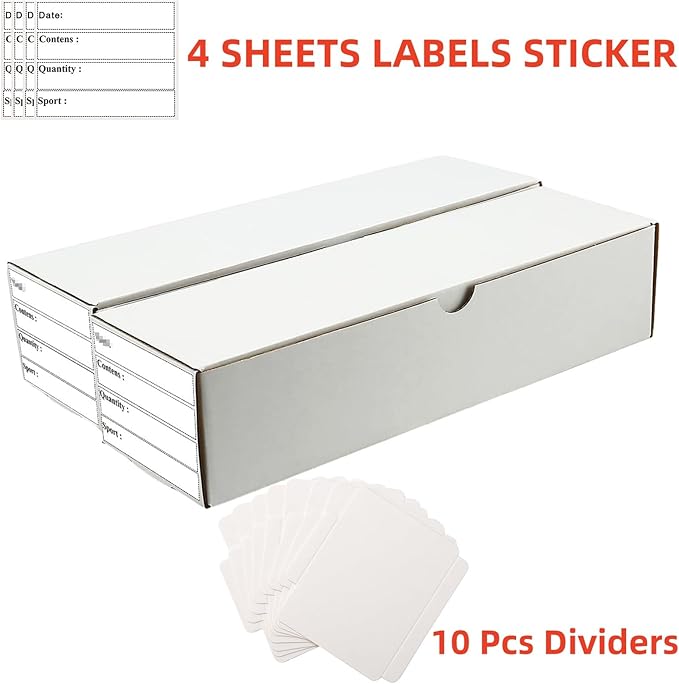 Trading Card Storage Box,2-Pack-1600 Count Corrugated Cardboard Box With PKMN/Mtg/Magic/TCG Storage and Collection,Labels For PKMN Card Storage Box (White, 2-Pack)
