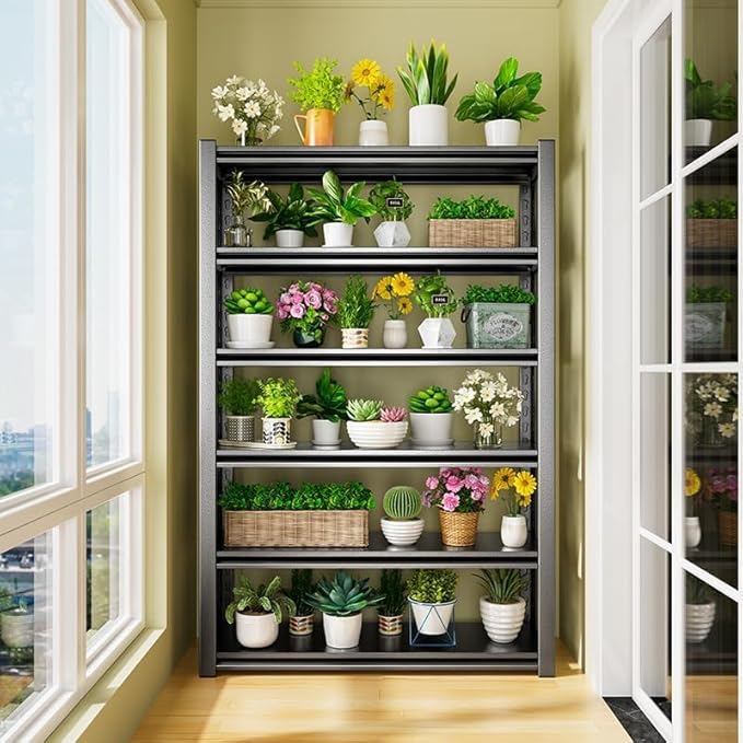 Garage Storage Shelves,5 Tier Shelving Unit, 40 inch Wide, 18” Deep, 78” Tall Organizer Metal Shelf for Basement/Laundry/Pantry Heavy Duty, Adjustable,Easy to Install (6Tier-39.4"Wx17.7"D"dx77.2"h)