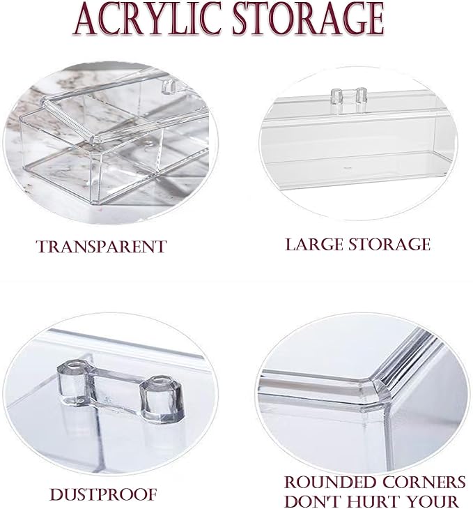Hair Accessories Organizer for Girls - 2-Pack Clear Acrylic Stackable Drawers with Lids, Bathroom Vanity Storage for Clips, Scrunchies, Bobby Pins, Kids’ Bedroom & Dorm Organizer