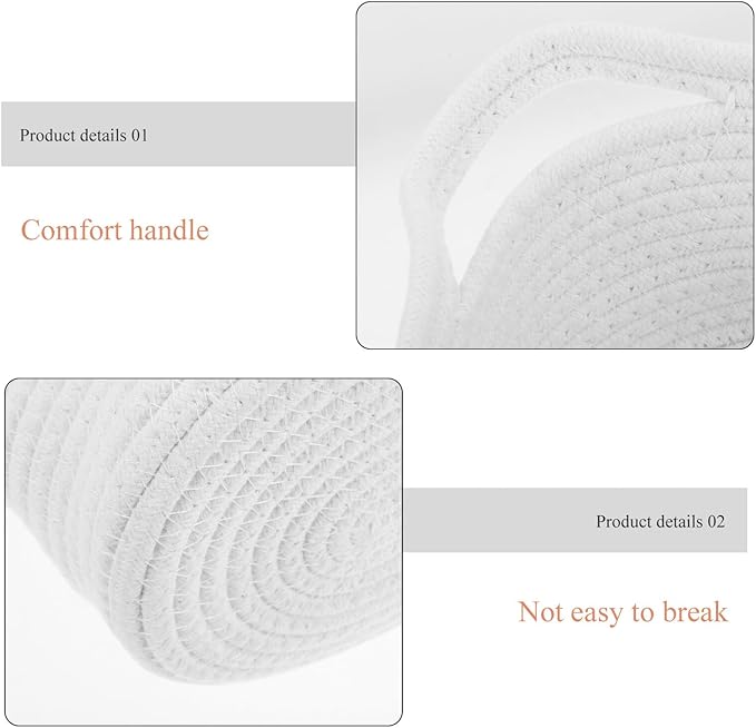 BESPORTBLE 2pcs Cotton Rope Storage Baskets with Handles Woven Small Shelf Bins for Clothes Home Organization and Decorative Use