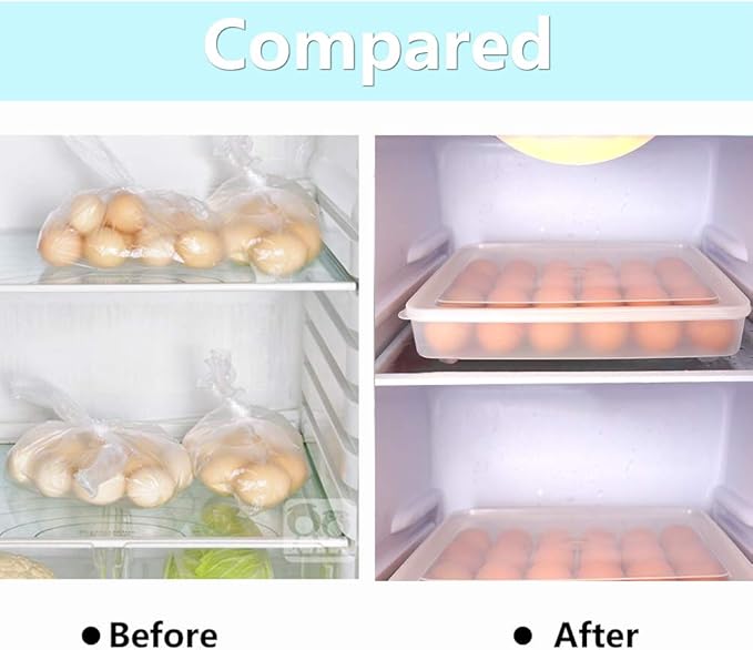 77L Deviled Egg Containers with Lid, (Set of 2), Plastic Deviled Egg Carrier Tray for 60 Eggs, Clear Storage Egg Holder for Refrigerator, Fridge Stackable Countertop Portable Egg Dispenser