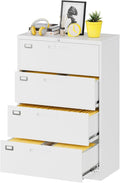 Lateral File Cabinet with Lock, 4 Drawer Large Metal Filing Cabinet,Home Office Lockable Storage Cabinet for Hanging Files Letter/Legal/F4/A4 Size-Assembly Required
