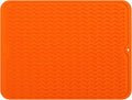 Silicone Dish Drying Mat for Multiple Usage,Easy clean,Eco-friendly,Heat-resistant Silicone Mat for Kitchen Counter or Sink,Refrigerator or drawer liner Orange L 16 inches x 12 inches