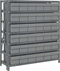 Quantum Storage Systems 1839-602GY Solid Heavy Duty 7 Shelves 36 Super Tuff Euro Gray Bins 39" H x 36" W x 18" D