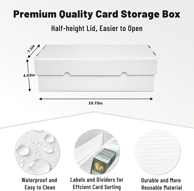 NUMINA 4 Pack 1800 Card High Capacity Storage Box for Trading Card Collection, Sports Card Organizer Set, Heavy Duty 2 Row Cardboard Box with Dividers for TCG/Magic/MTG