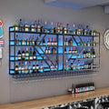 95in Large Wall Mounted Wine Rack 4 Tier Metal Wine Bottle Holder Modern Diamond Design Floating Bar Liquor Bottles Storage Rack for Home Restaurant Bar Decorative (Black, 4 Tier - 95in)