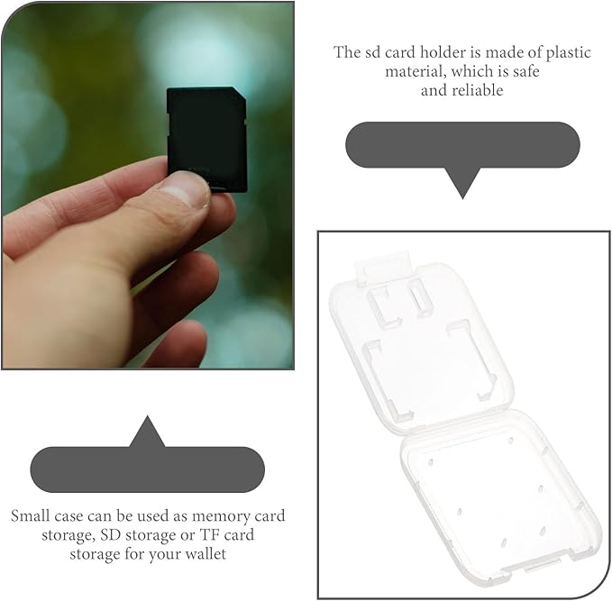GALPADA 24pcs 24pcs Transparent Memory Card Storage Organizer Case with Lid Portable Protective Storage Box for Secure Protection and Easy Carry