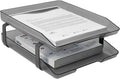 Acrimet Traditional 2 Tier Letter Tray, Front Load Design, A4 Letter Size, Desktop Organizer (Plastic) (Smoke Color)