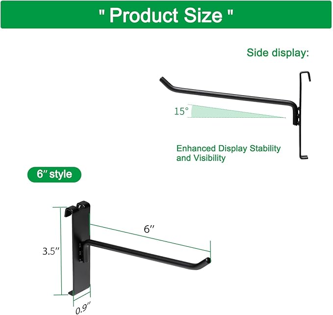 6 Inch Gridwall Hooks, Grid Panel Hanging Hooks for Retail, Home, and Workspace Organization, Displays, and Storage Solutions(40Pack,Black)