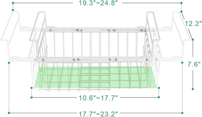 iSPECLE Chest Freezer Organizer - 2 Pack Hanging Freezer Organizer Bins with Expandable Handle for 10 to 20 Cu.Ft, Sort and Easy Slide to Get Bottom Frozen Food, Sturdy Baskets, White