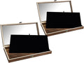 MOOCA 2 Pcs Wooden Jewelry Display Case Tempered Glass Top Lid, Gemstone Display Case, Pocket Knife Case with Metal Clasp & Removable Black Luxurious MDF Velvet Jewelry Pad, Brown Color