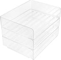 Stackable Paper Tray Organizer for Desk Wide Letter File Holder Transparent Desktop Storage Rack for Office Documents Mail and Stationery Management