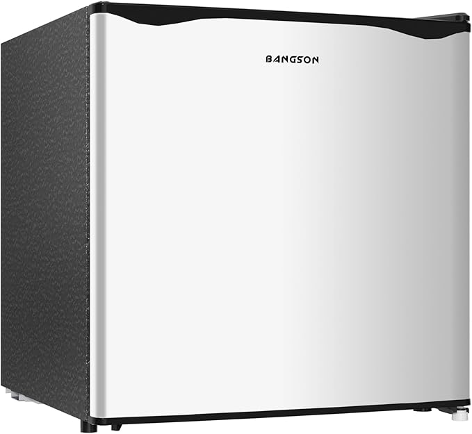 BANGSON Small Refrigerator,1.6 Cu.Ft Mini Fridge With Freezer, Reversible Single Door Mini Fridge, Compact Refrigerator For Office, Bedroom