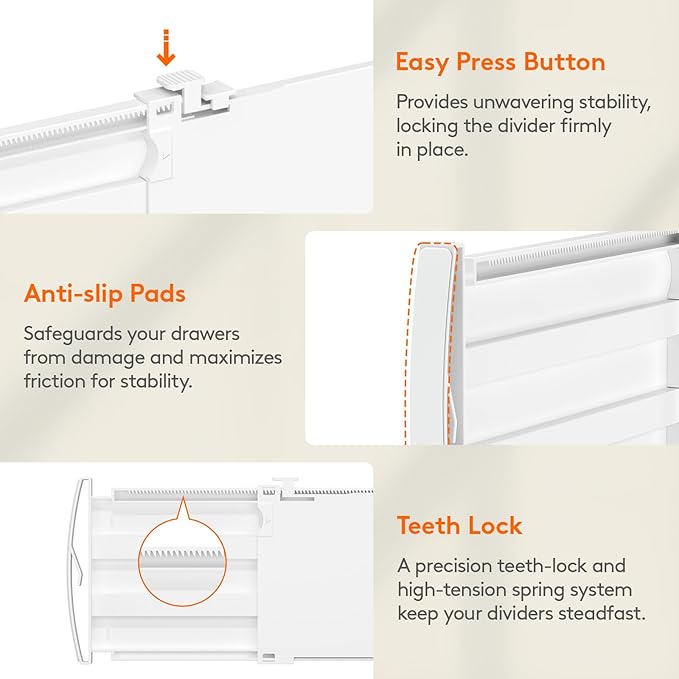 Lifewit 5" Tall 9 Pack Deep Drawer Dividers, 11.5-18.5" Expandable Drawer Divider for Clothes, White Dresser Drawer Storage Organizers, Clothing Drawers Separators for Dresser, Kitchen, Bedroom