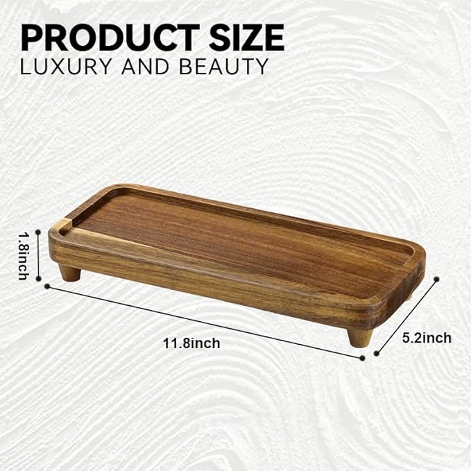 Bathroom Tray for Counter,Vanity Tray,Soap Dispenser Tray for Kitchen Sink, Kitchen and Home Decor (Acacia)