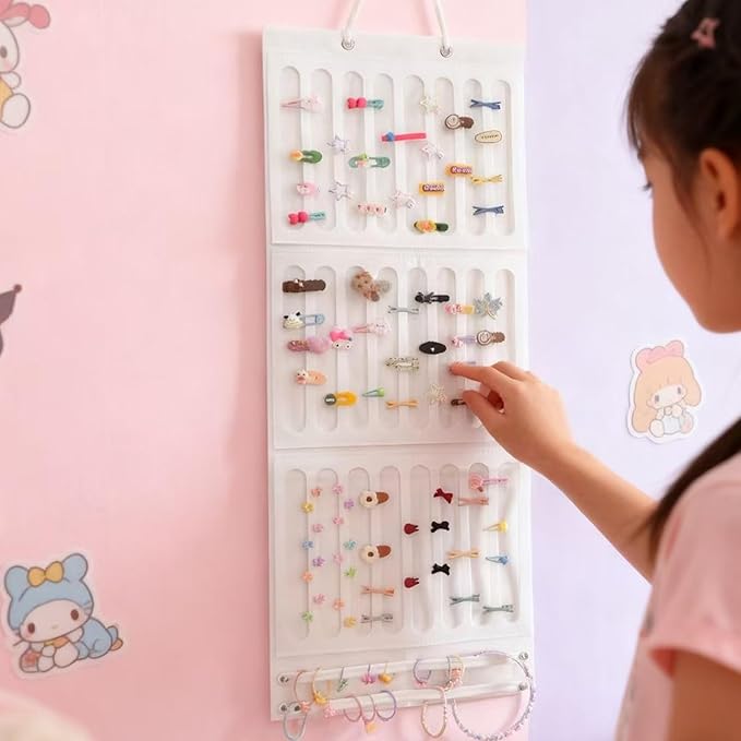 Hair Bows Holder & Organizer for Girls, Wall Hanging Baby Hair Accessory Storage Display with Sturdy Rope for Girl Room & Nursery