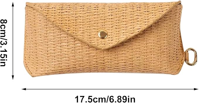 Glasses Case - Woven Straw Style Soft Box with Hook | Portable Eyewear Holder for Sunglasses, Reading Glasses, Contact Lens Accessories, Purse, Car, Desk, Nightstand, Drawer, Travel