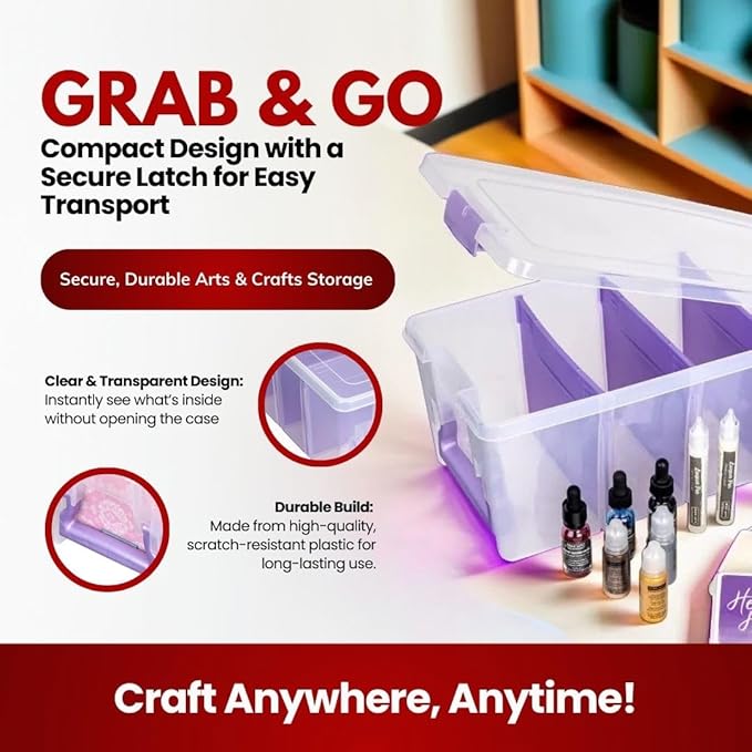 ArtBin Semi Satchel Portable Craft Organizer with 3 Dividers - Clear Plastic Storage Case for Art & Craft Supplies