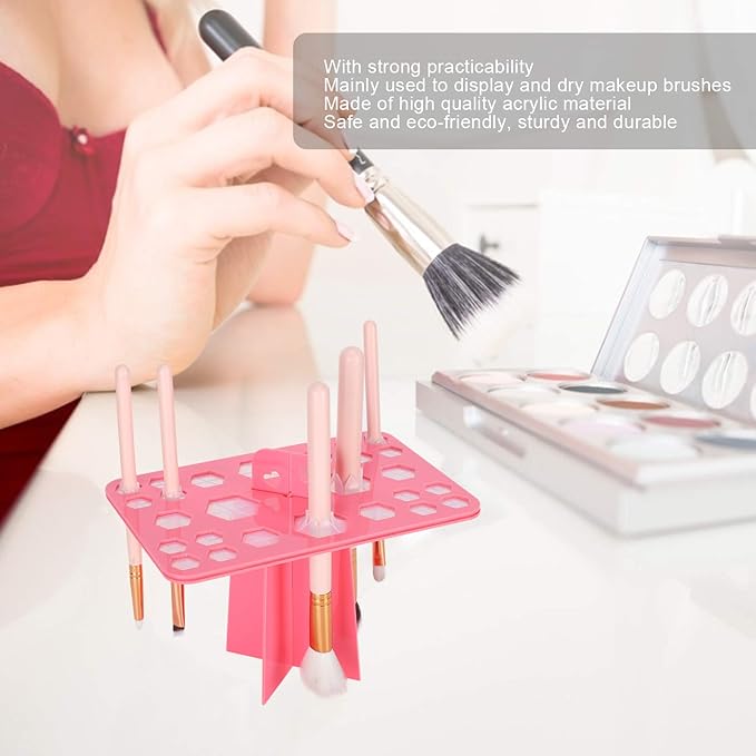 ZJchao Makeup Brush Drying Rack, 26 Hole Makeup Brush Holder Cosmetic Brush Dryer Stand with 2pcs Rack for Storing and Drying Brushes - for Makeup Artists and Cosmetics Lovers