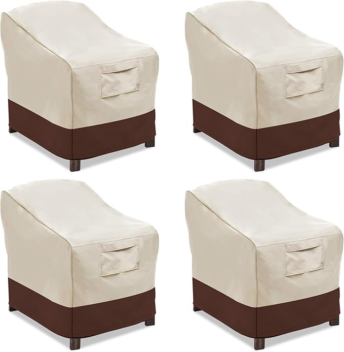 Vailge Patio Chair Covers, Lounge Deep Seat Cover, Heavy Duty and Waterproof Outdoor Lawn Patio Furniture Covers (4 Pack - Small, Beige & Brown)