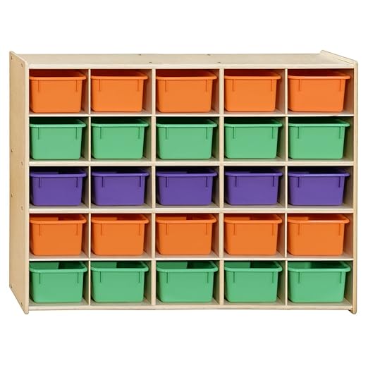 Contender 25 Tray Storage with Assorted Pastel Trays, Kids Montessori Cubby Shelving Unit for Home, Office, Kindergarten, Playroom [ Fully Assembled ]