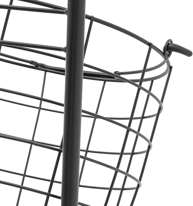 3-Tier Rolling Laundry Hamper with Removable Baskets, Metal Sorter Cart with Lockable Wheels, Space-Saving Clothes Organizer for Bedroom Bathroom Closet (Black)