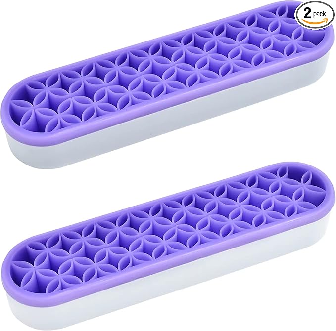 2 PCS Multi-Purpose Cosmetic Storage Box, Desktop Organizers Silicone Make Up Brush Storage Stand Desktop Storage Box for Brush,Eyeliner Pencil,Art Supplies, Painting Brush (Purple)