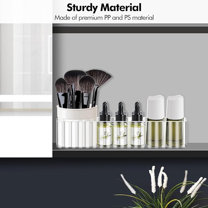 Poeland Clear Rotating Storage Box, Makeup Organizer Tray, Medicine Cabinet Shelves Organizer for Bathroom Mirror Cabinets, Counter, Vanity (Transparent)