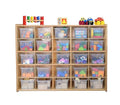 Contender 25 Tray Storage Cabinet with Translucent Trays, Fully Assembled, Wooden Organizer for Classroom, Daycare, or Home
