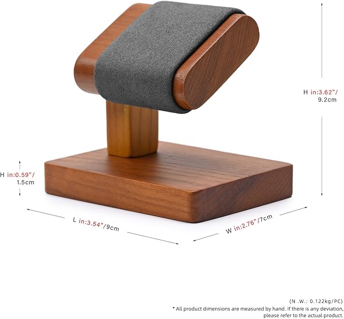Oirlv Solid Wood Single Watch Display Stand Showcase Bracelet Bangle Jewelry Display Holder Wristwatch Holder for Men or Women(Grey)