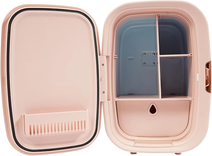 Beauty Fridge for Cosmetics Storage,12.68Qt Mini Cosmetics Refrigerator with Cooling & Heating Function,Compact Fridge for Makeup Lipstick with Handle,Skincare Fridge for Cosmetics,Food,Drinks (Pink)