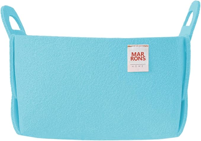 Collapsible Felt SKYBLUE Storage Bin Small 7.1"x5.1"x5.1" – Foldable Basket with Handles for Closet, Toy Storage, Laundry Room Organization, Decorative Storage Baskets for Shelves, Nursery