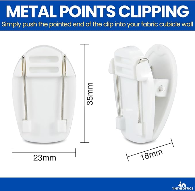 1InTheOffice Cubicle Clips, White Cubicle Pins, Office Clips, Wall Clip for Fabric Panels, (12 Pack)