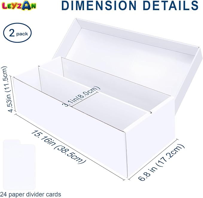 Trading Card Storage Box 2 Pack–1600 Count Cardboard Organizer with Dividers for MTG, TCG, Sports, Toploader