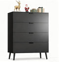 WLIVE 4 Drawer Dresser for Bedroom, Wooden Black Tall Dresser, Modern Dressers with Sturdy Metal Handle, Small Chest of Drawers for Living Room, Hallway