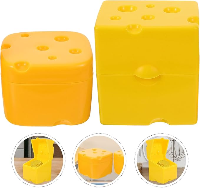 2pcs Slice Cheese Storage Containers with Sealing Lid for Refrigerator Practical Abs Butter and Cheese Keeper Boxes Kitchen Food Storage Bins for Freshness Preservation