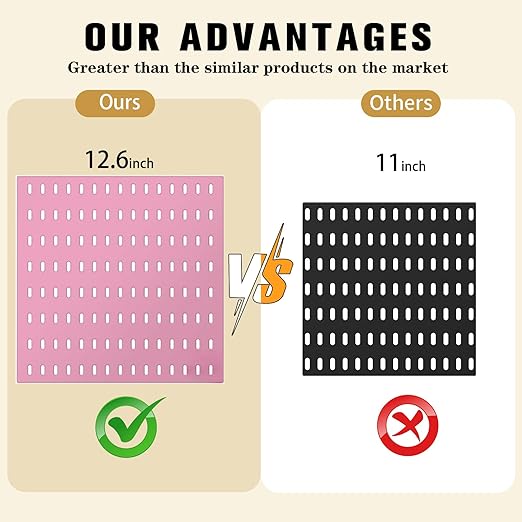 Peg Board Combination Kit, 8 Pegboards with 40 Accessories, Pegboard Wall Organizer for Office, Nursery & Home Storage, Key Holder, 51.2"x25.6" – Nail-Free Installation（Pink）