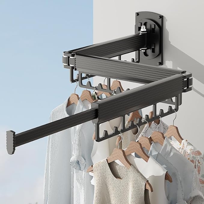 Mounted Wall Drying Rack, Laundry Hanger Dryer Rack, Laundry Hanger Rack, Wall Mounted Clothes Rack, Laundry Room Hanging Rack(Foldable/High-Bearing/Never Fall Off/Third Generation/Grey)