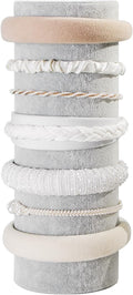 Headband Holder Organizer, Soft Velvet Tower Hairband Stand Display, Vertical Hair Hoop Accessories Jewelry Storage for Women Girls (Gray Beige Velvet)