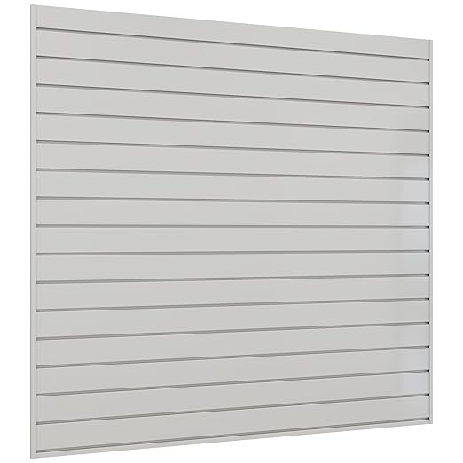 Slatwall Panel 4 FT x 4 FT, Interlocking Slat Wall Paneling, Wall Mounted PVC Wallpanel, Suitable for Garage Storage and Organizer, Slatwall Board, Shelves - Grey