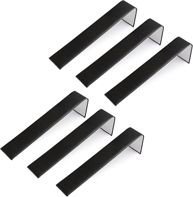 Novel Box 6 Pack Bracelet/Watch Ramp Black Leatherette 2x8.25x2 Inches - Slim and Sleek Ramps for Jewelry Display - Bracelet Holder Organizer Stand for Wedding, Selling & Personal Use